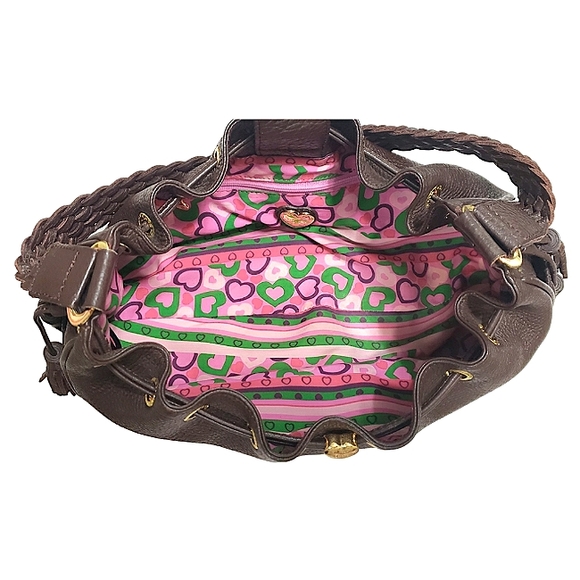 Lovcat Paris Brown Leather shoulder bag with tassels and gold charms - Picture 2 of 10